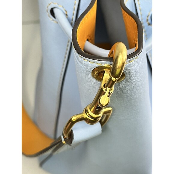 DOONEY & BOURKE Lt Blue Leather Emerson Marlowe Drawstring Bucket Shoulder Bag - Picture 15 of 16